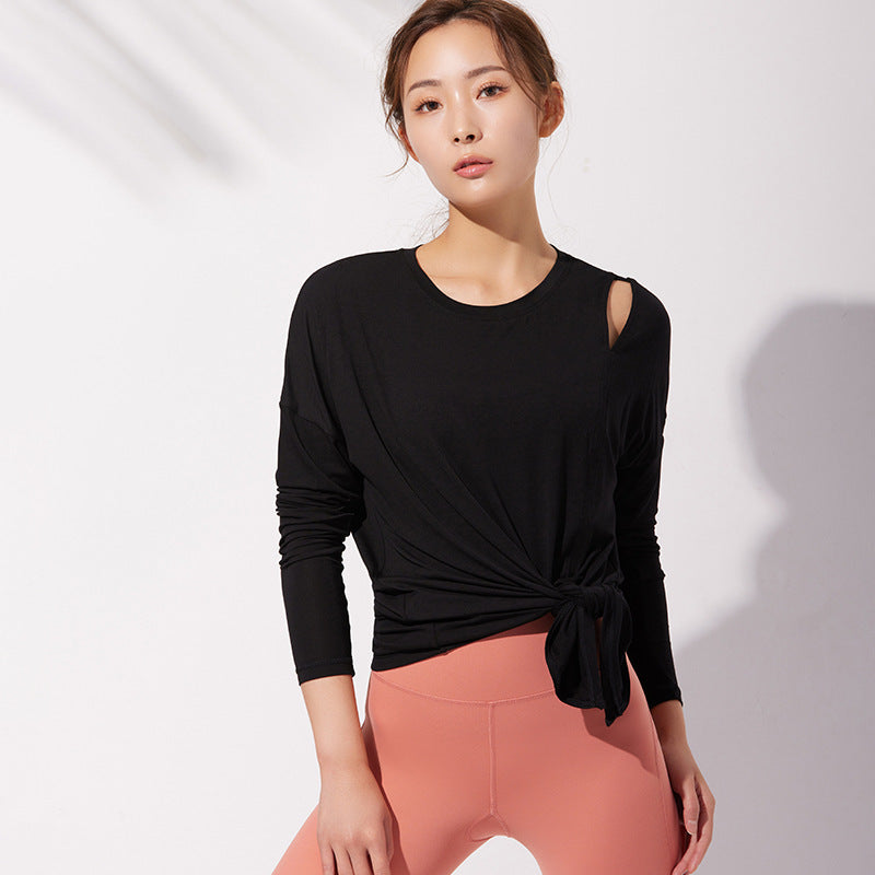 Long sleeve yoga top, round neck, long sleeve, solid color, fitness, sports, full of temperament, training, women's, S~L