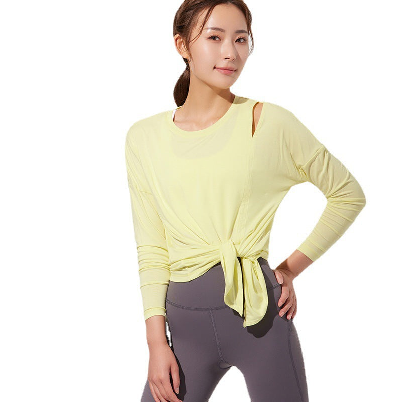 Long sleeve yoga top, round neck, long sleeve, solid color, fitness, sports, full of temperament, training, women's, S~L