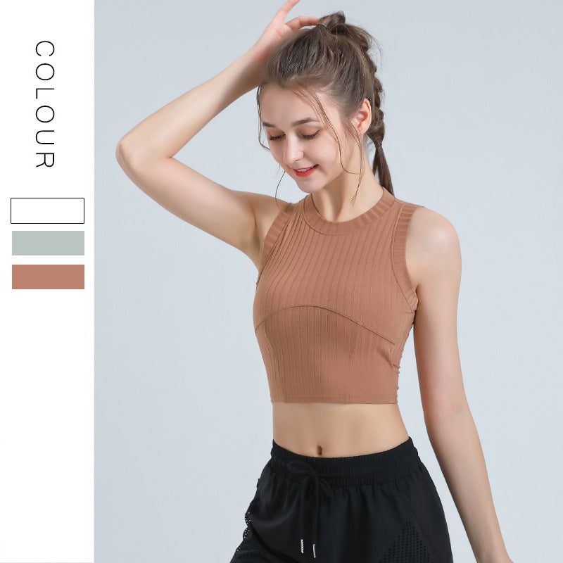 Tank top, yoga top, beautiful back, tight, no shaking, belly button exposed, high neck, quick drying, breathable, casual, slim, easy to match, sports, running, 3 colors available, SL
