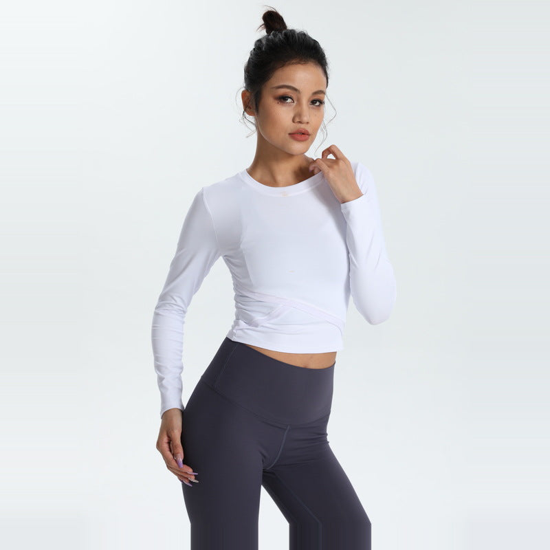 Yoga Tops Long Sleeve Round Neck 4 Colors to Choose From Switching High Waist Fitness Sports Breathable Stylish Elegant Sweet S~XL