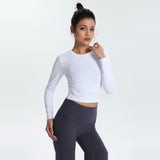 Yoga Tops Long Sleeve Round Neck 4 Colors to Choose From Switching High Waist Fitness Sports Breathable Stylish Elegant Sweet S~XL