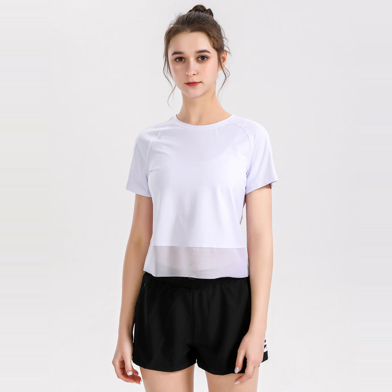 Short sleeve yoga top, round neck, 4 colors to choose from, lightweight, fitness, sports, full of temperament, simple, beautiful, training, S~XXXXL