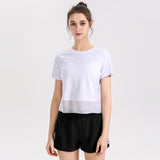 Short sleeve yoga top, round neck, 4 colors to choose from, lightweight, fitness, sports, full of temperament, simple, beautiful, training, S~XXXXL