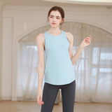 Yoga Tops Camisole Simple Elegant✿ Casual Comfortable Round Neck Sleeveless Solid Color 4 Colors to Choose from Breathable Quick Drying Openwork S~XL