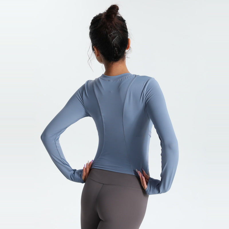 Yoga Tops Long Sleeve Round Neck 4 Colors to Choose From Switching High Waist Fitness Sports Breathable Stylish Elegant Sweet S~XL