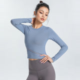 Yoga Tops Long Sleeve Round Neck 4 Colors to Choose From Switching High Waist Fitness Sports Breathable Stylish Elegant Sweet S~XL
