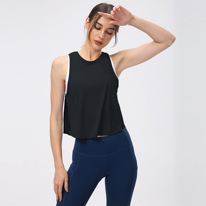 Tank top, yoga wear, top, frill, wrap, sleeveless, cute back, breathable, stretchy, quick-drying, loose, thin, large size, see-through, see-through, casual, 6 colors available, sports, fitness, running, S-XXL