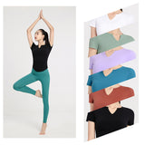 Yoga top, short sleeve, V-neck, 6 colors to choose from, breathable, quick-drying, sweat-absorbent, lightweight, sports, slimming, sweet, stylish, elegant, everyday, charming, S~XL