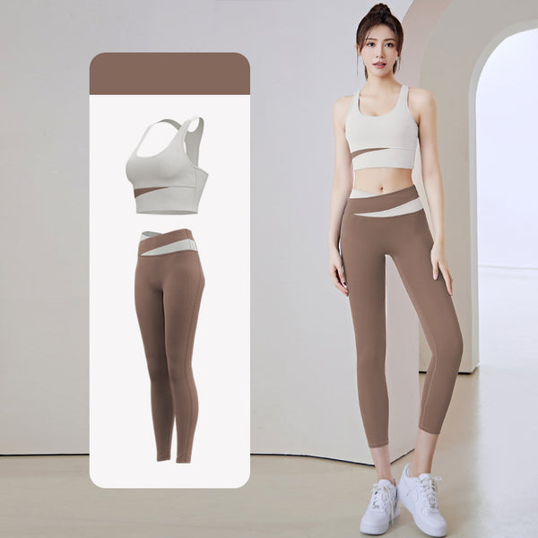 ブラトップ+レギンス ヨガセット カップ付き ワイヤーなし 盛
