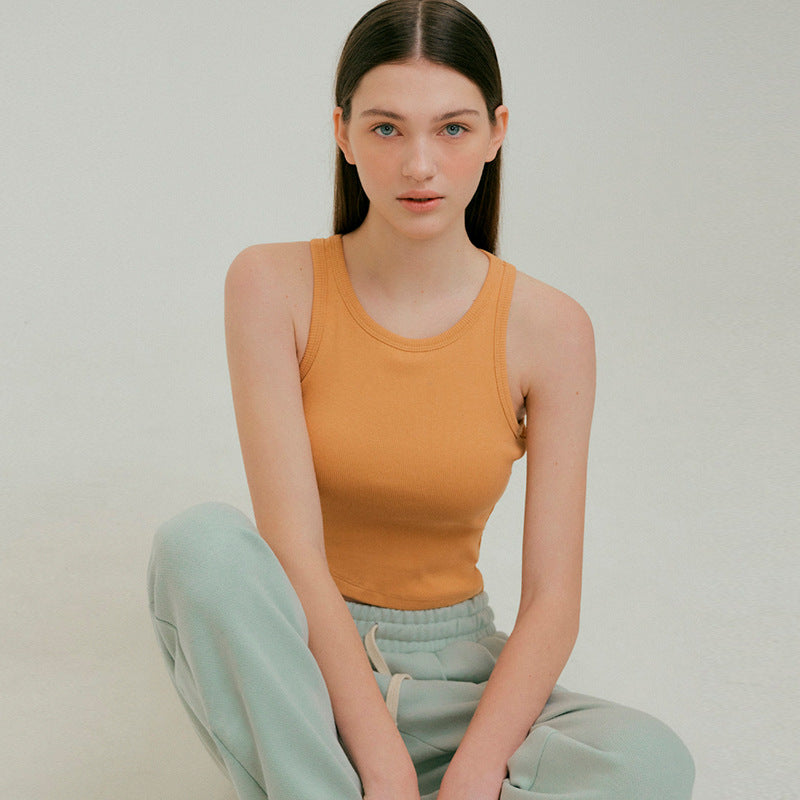Tank top, yoga top, with cup, no shaking, no wire, asymmetrical hem, round neck, 4 colors available, sports, fitness, stylish, stretchy, sweat-wicking, quick-drying, slimming, breathable, straight bone structure, casual, SL