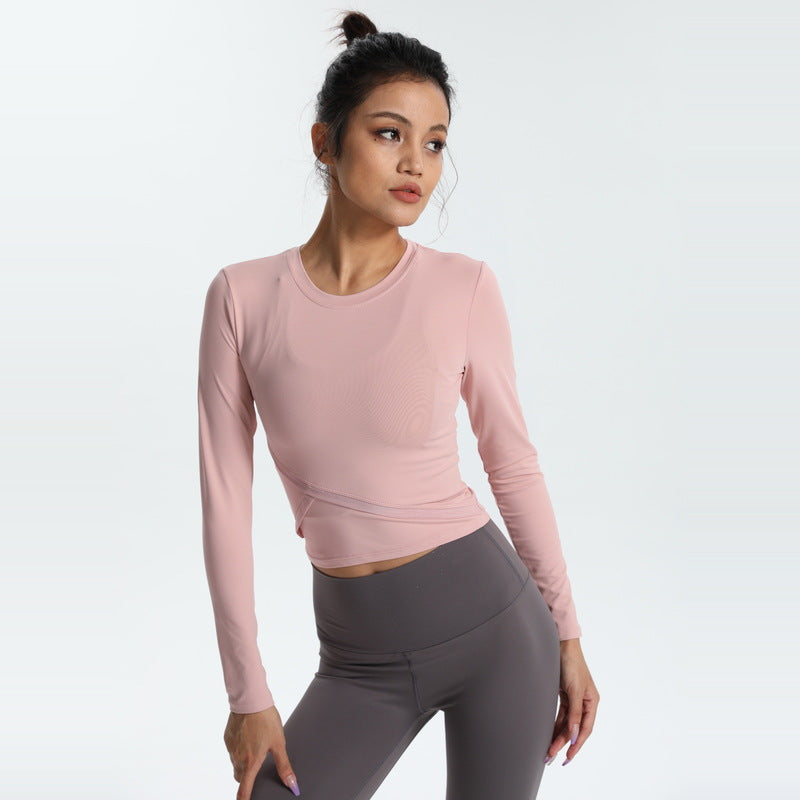 Yoga Tops Long Sleeve Round Neck 4 Colors to Choose From Switching High Waist Fitness Sports Breathable Stylish Elegant Sweet S~XL