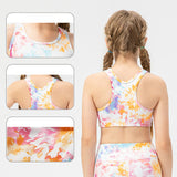 Kids Yoga Bra Top, Round Neck, Print, Junior, For Kids, Cute, Soft, Nylon, 3 Colors to Choose From, Girls, Color Scheme, Quick Drying, Lightweight, Open Back, Pilates, Off Shoulder, Highly Elastic, 7-11 Years, 120-150