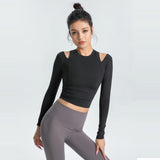 Yoga tops, long sleeves, slim, round neck, solid color, 4 colors to choose from, thin, fitness, super flattering, cute, feminine, pretty, S~XL