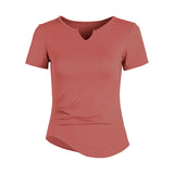 Yoga top, short sleeve, V-neck, 6 colors to choose from, breathable, quick-drying, sweat-absorbent, lightweight, sports, slimming, sweet, stylish, elegant, everyday, charming, S~XL