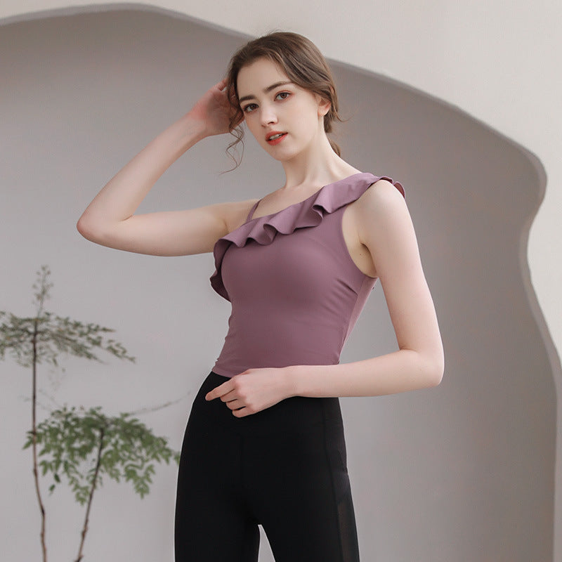 Camisole Yoga Top Padded Underwire Sleeveless Solid Gym Wear Women's Cute S~XL