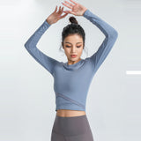 Yoga Tops Long Sleeve Round Neck 4 Colors to Choose From Switching High Waist Fitness Sports Breathable Stylish Elegant Sweet S~XL