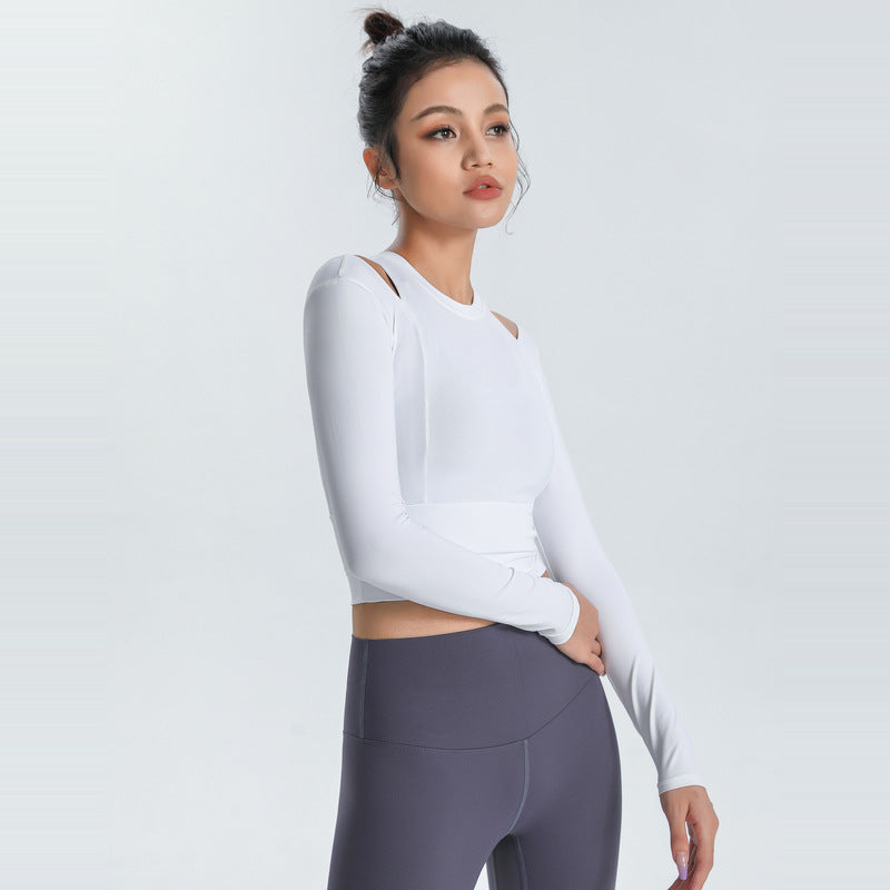 Yoga tops, long sleeves, slim, round neck, solid color, 4 colors to choose from, thin, fitness, super flattering, cute, feminine, pretty, S~XL