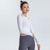 Yoga tops, long sleeves, slim, round neck, solid color, 4 colors to choose from, thin, fitness, super flattering, cute, feminine, pretty, S~XL