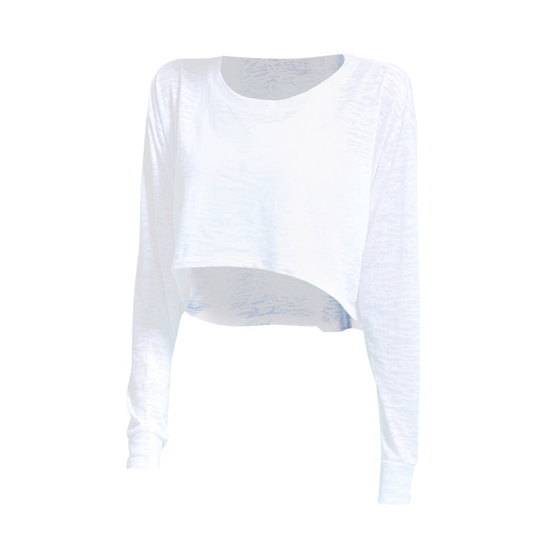 Yoga top, long sleeves, round neck, 2 colors to choose from, breathable, quick drying, sweat absorbing, thin, sports, sweet, stylish, unique design♪ Easy to match, elegant, daily wear, fashionable, retro, S~XL
