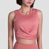 Yoga tops, tank tops, round neck, 5 colors, breathable, loose fitting, quick drying, cross hem, running, fitness, sports, daily use, feminine, stylish, luxurious, S~XL
