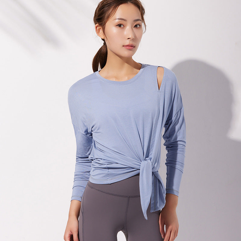 Long sleeve yoga top, round neck, long sleeve, solid color, fitness, sports, full of temperament, training, women's, S~L