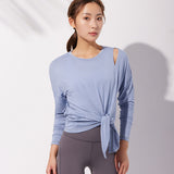 Long sleeve yoga top, round neck, long sleeve, solid color, fitness, sports, full of temperament, training, women's, S~L