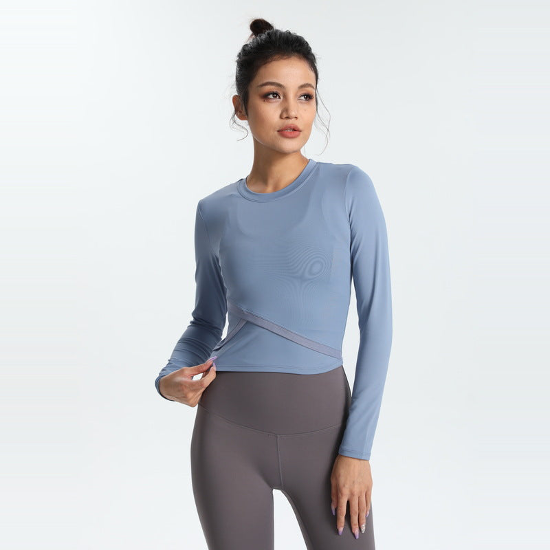 Yoga Tops Long Sleeve Round Neck 4 Colors to Choose From Switching High Waist Fitness Sports Breathable Stylish Elegant Sweet S~XL