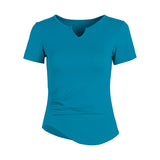 Yoga top, short sleeve, V-neck, 6 colors to choose from, breathable, quick-drying, sweat-absorbent, lightweight, sports, slimming, sweet, stylish, elegant, everyday, charming, S~XL