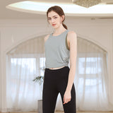 Yoga Tops Camisole Simple Elegant✿ Casual Comfortable Round Neck Sleeveless Solid Color 4 Colors to Choose from Breathable Quick Drying Openwork S~XL