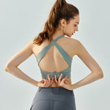Bra top, yoga top, with cups, back cross, buckle, open back, push up, no shaking, no wires, wide shoulder straps, wide hem, sports, fitness, pilates, running, stylish, sweat absorbing, quick drying, breathable, sexy, U-neck, 4 colors available, XS-XL 