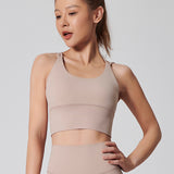 Yoga bra top with cups, open back, push-up, no shaking, back cross, wide hem, sports, fitness, gym, Pilates, running, stretch, comfortable, soft, U-neck, 7 colors, solid color, S-XL 
