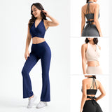 Yoga bra top, open back, with cups, back ribbon, bra, no shaking, large breasts, small breasts, v-neck, sports, fitness, gym, Pilates, hot yoga, stylish, stretchy, cute, recommended, padded, 4 colors available, SL 