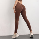 Yoga leggings, yoga pants, back V-line, beautiful buttocks, hip-up, peach buttocks, sexy gathers, beautiful legs, compression, seamless, stretchy, stylish, high waist, plain, 15 colors available, yoga tights, sports, fitness, Pilates, running, S-XL 