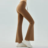 Flared pants, yoga pants, beautiful buttocks, beautiful legs, hip-up, seamless, high waist, sweat-absorbing, quick-drying, casual, drawstring, solid color, 4 colors available, belly cover, elastic waist, jogger pants, sports, fitness, running, S-XL 