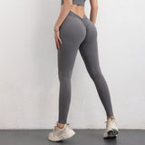 Yoga leggings, yoga pants, back V-line, beautiful buttocks, hip-up, peach buttocks, sexy gathers, beautiful legs, compression, seamless, stretchy, stylish, high waist, plain, 15 colors available, yoga tights, sports, fitness, Pilates, running, S-XL 