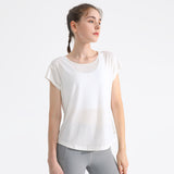Yoga T-shirt, Yoga wear, Tops, Outerwear, Short sleeves, Covers upper arms, Cool, Curved hem, Stylish, Quick-drying, Loose fit, Thin, Slimming, Cool, See-through, 3 colors, Sports, Fitness, Running, Pilates, S-XL