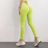 Yoga leggings, yoga pants, back V-line, beautiful buttocks, hip-up, peach buttocks, sexy gathers, beautiful legs, compression, seamless, stretchy, stylish, high waist, plain, 15 colors available, yoga tights, sports, fitness, Pilates, running, S-XL 