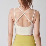 Yoga bra top with cups, open back, push-up, no shaking, back cross, wide hem, sports, fitness, gym, Pilates, running, stretch, comfortable, soft, U-neck, 7 colors, solid color, S-XL 