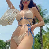 インターネット有名人インラブ装飾ビキニストラップホルターネックソフトカップ三角水着セクシーなホットガール水着ビキニ