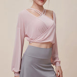 New One Two Wear Multi-Purpose Palace Style Yoga Wear Loose Honeycomb Breathable Dusk Cloud Gauze Running Sports Top for Women 