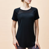 New Style Mesh Breathable Yoga Short Sleeve Women's Moisture Wicking, Waist Cover Butt Cover Slimming Long Arc Swing Yoga Wear T-Shirt 