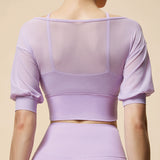 Spring New Fake Two-Piece Breathable Sports Yoga Short Sleeve V-Neck Nude Fixed Cup Running Sports T-Shirt Half Sleeve 