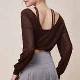 New One Two Wear Multi-Purpose Palace Style Yoga Wear Loose Honeycomb Breathable Dusk Cloud Gauze Running Sports Top for Women 