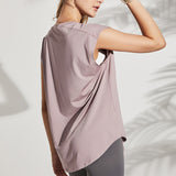 Tank top, yoga t-shirt, yoga top, popular, cover-up, 4 colors, loose fit, round neck, sleeveless, quick drying, body covering, alphabet, stylish, chubby, not constricting, fitness, sports, Pilates, running, S~L 
