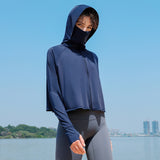 UPF50 + アイスシルク日焼け止め服屋外ルーズ長袖フード付き皮膚服抗 UV 日焼け止め服