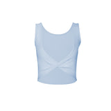New breathable mesh sports yoga vest, one-piece, two-piece crossover, beautiful back, sports running fitness wear, short sleeves 