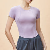 New summer yoga wear short sleeve tops, curvy back for women, slim fit t-shirts, outdoor sports running short sleeve tops 