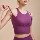New Women's Sports Bra, Fake Two-Piece Double Shoulder Straps, Shockproof Push Up Back, Fitness Bra, Running Sports Top for Women 