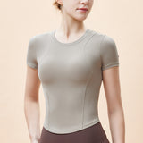 New summer yoga wear short sleeve tops, curvy back for women, slim fit t-shirts, outdoor sports running short sleeve tops 