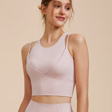 New Women's Sports Bra, Fake Two-Piece Double Shoulder Straps, Shockproof Push Up Back, Fitness Bra, Running Sports Top for Women 